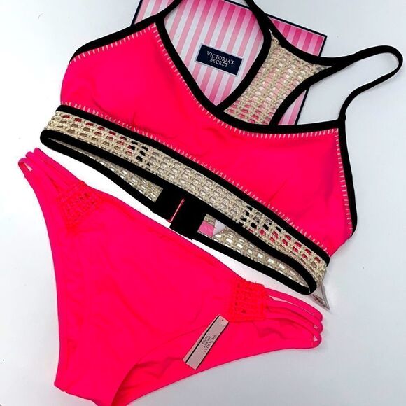 🔥🏖VICTORIA SECRET  swimsuit The Fabulous/removable padding push-up cheeky New - Picture 1 of 5